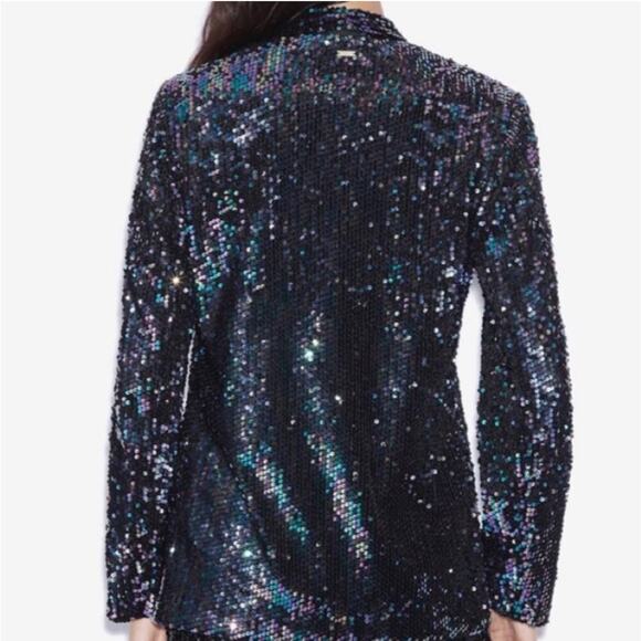 Armani Exchange Sequin Blazer Size 8 Black Statement Jacket Festive - Picture 3 of 13